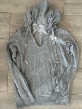 PINK Victoria's Secret Light Grey Deep V Pullover Hoodie